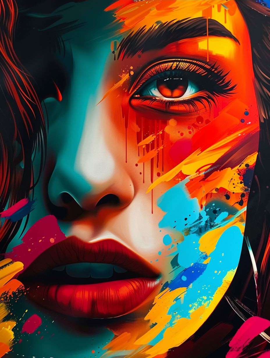 Vibrant Dualistic Portrait Study - Image 3