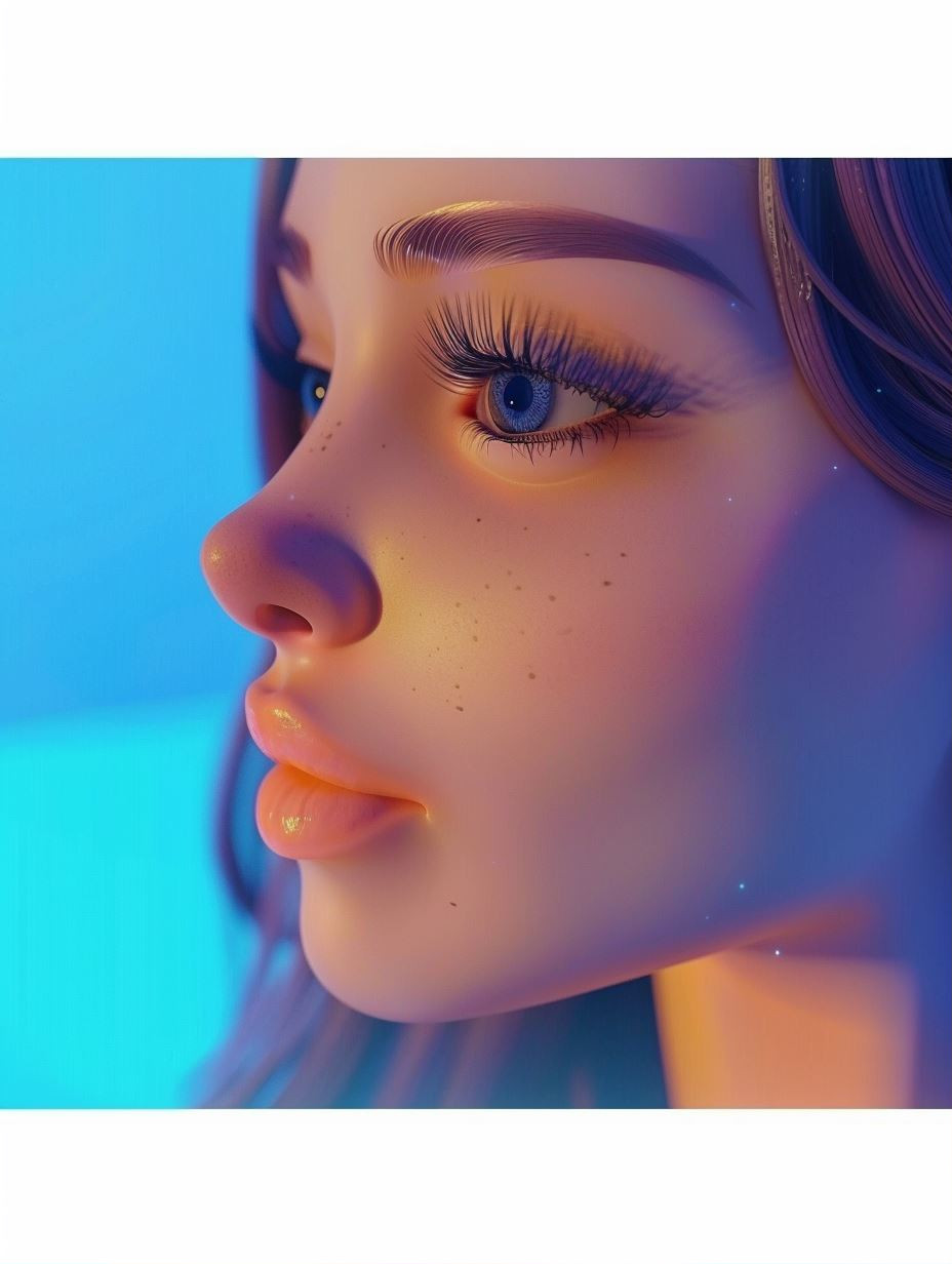 Neon Dreams: Digital Portrait Study - Image 1