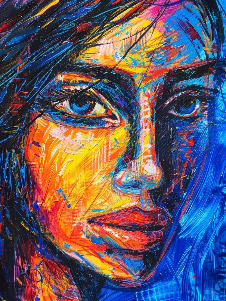 Vibrant Impasto Emotional Portrait - Image 2