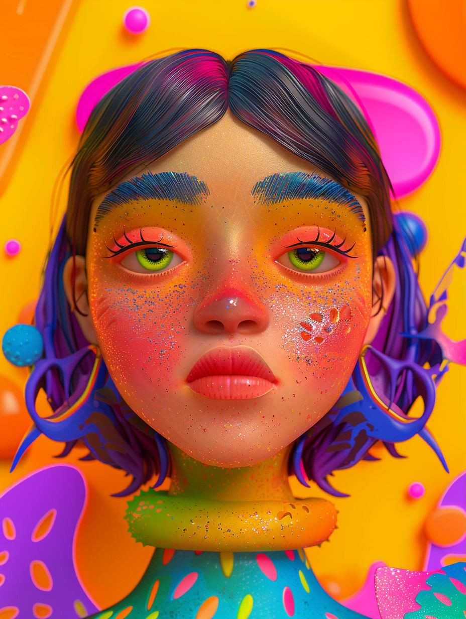 Neon Surrealist Portrait - Image 3