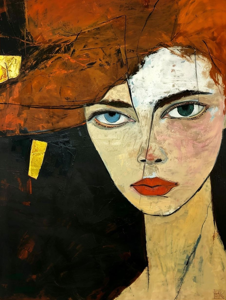 Abstract Fragmented Portrait in Ochre - Image 2