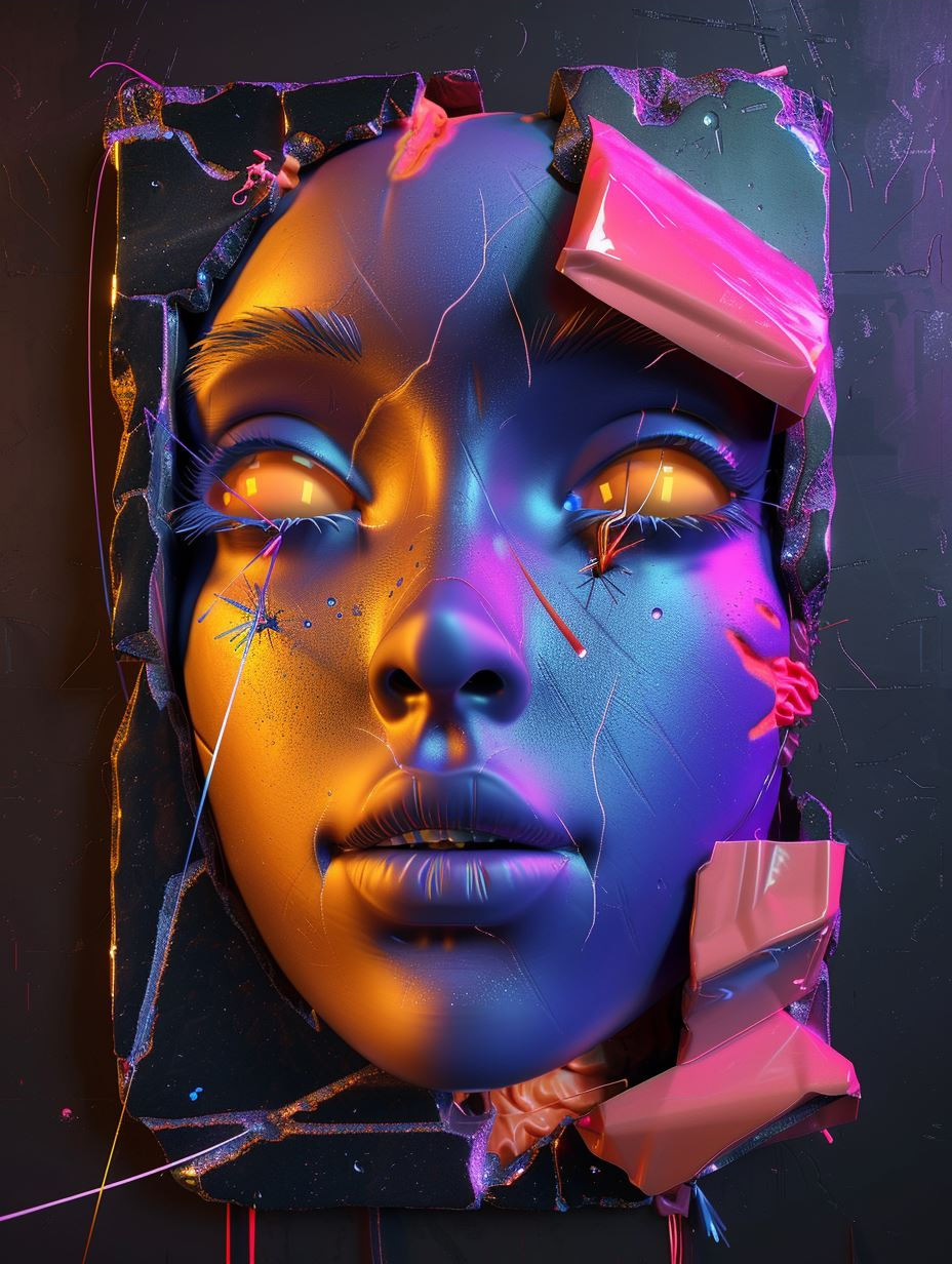 Neon Cybernetic Portrait Fusion - Image 3
