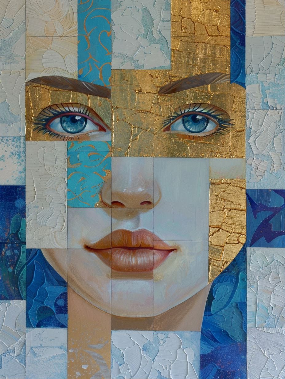 Fragmented Gaze in Gold Leaf - Image 1
