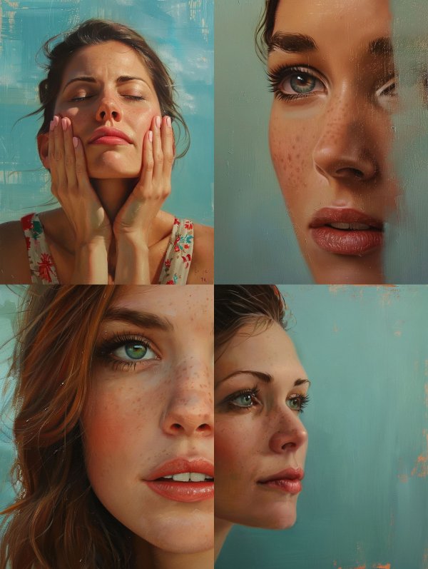 Serene Gaze Hyper-Realistic Female Portrait Collage