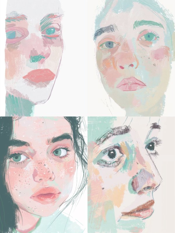 Pastel Portraits of Ethereal Gazes