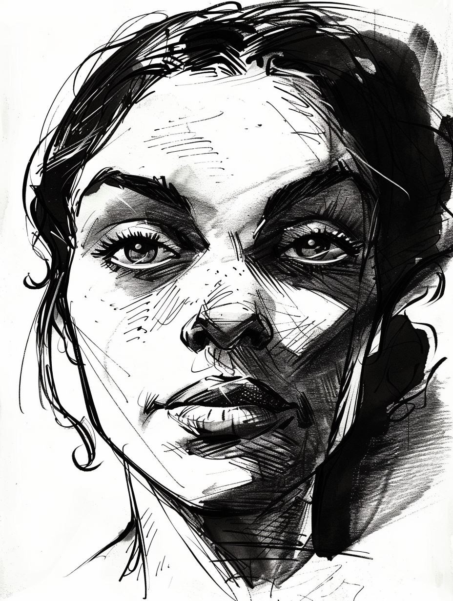 Dramatic Ink Portrait Studies - Image 1