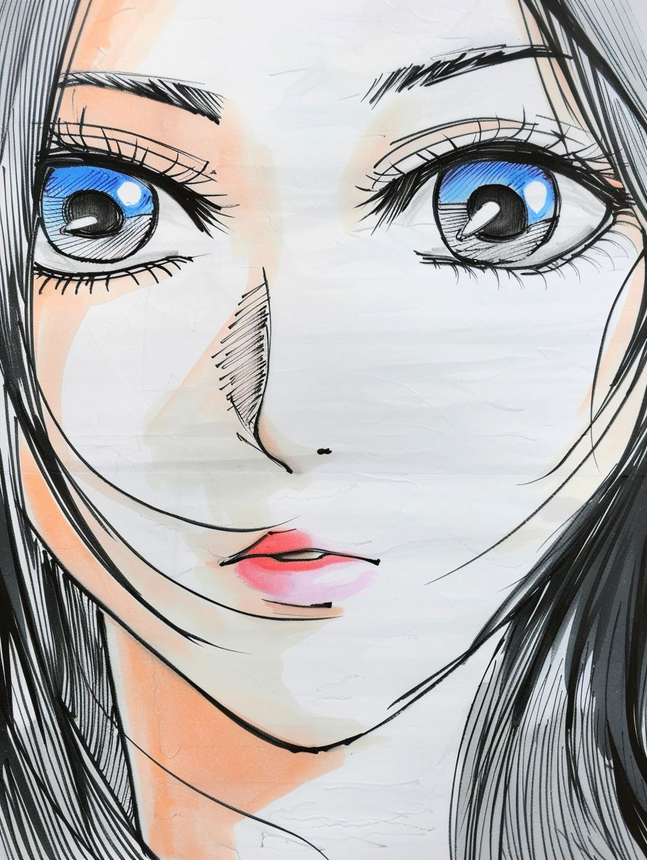 Melancholic Ink Anime Portrait - Image 2