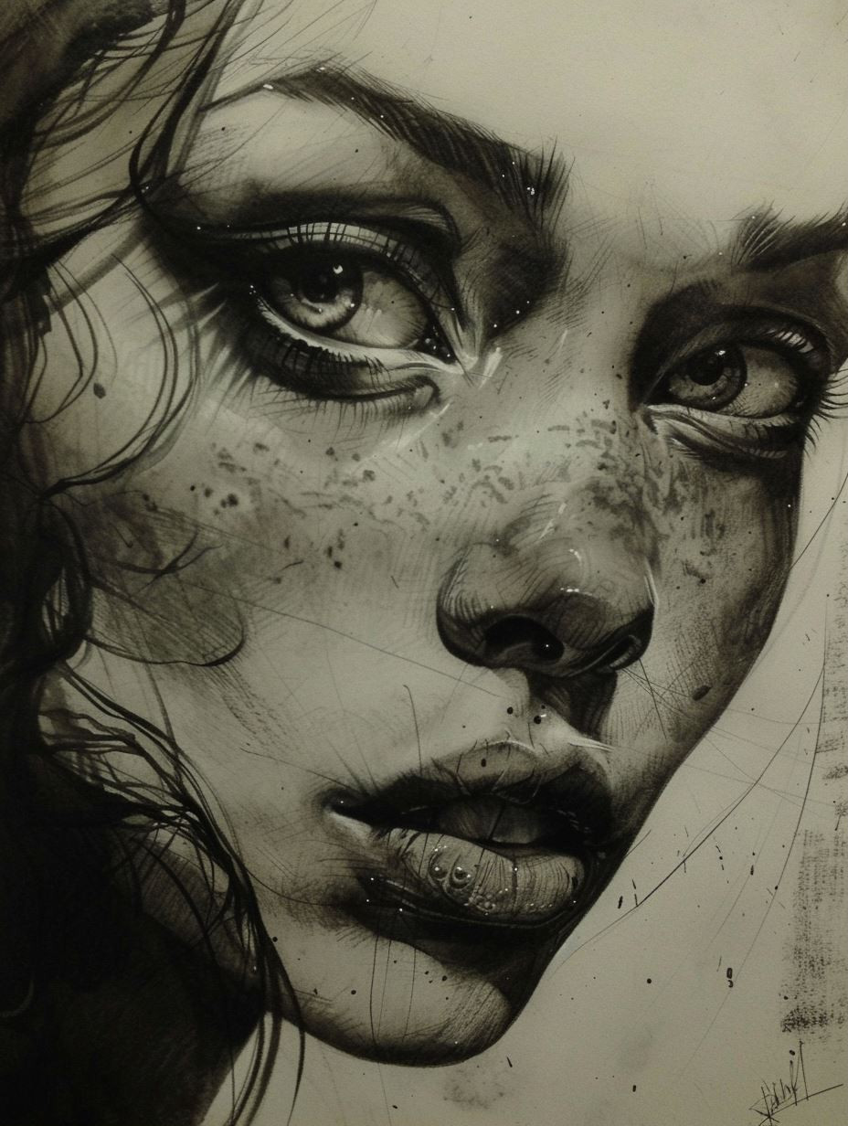 Haunting Charcoal Portrait Study