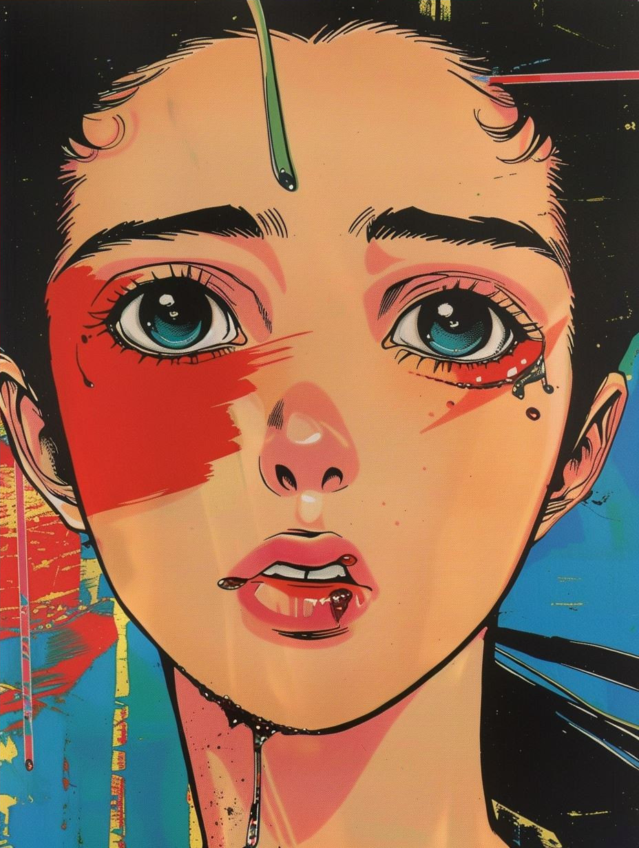 Neon Melancholy Portrait - Image 4