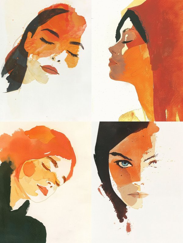 Abstract Ethereal Watercolor Portrait