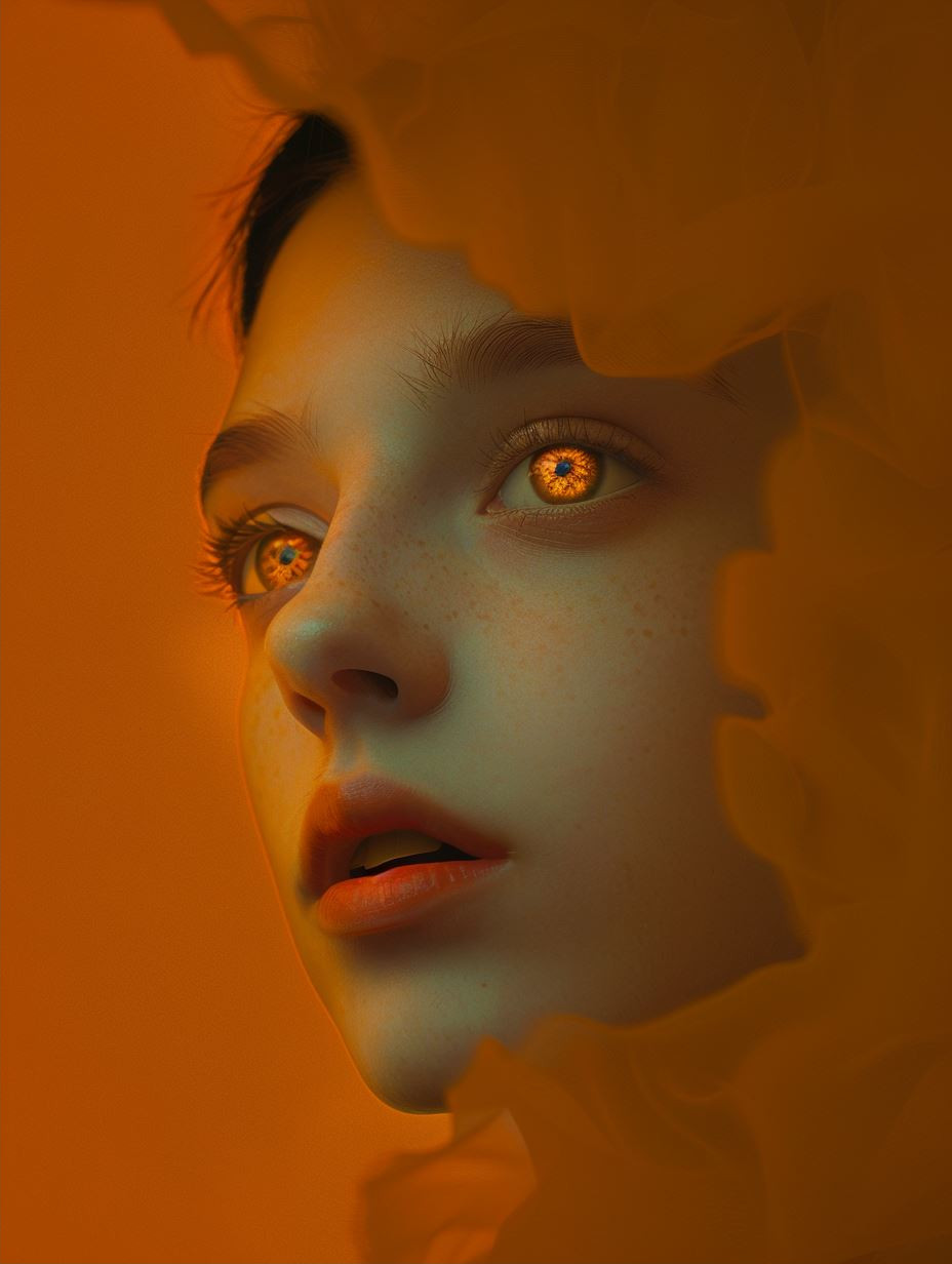 Ethereal Amber Veil Portrait - Image 2