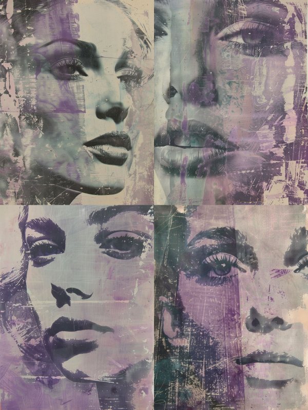 Ethereal Purple Fragmented Portraits
