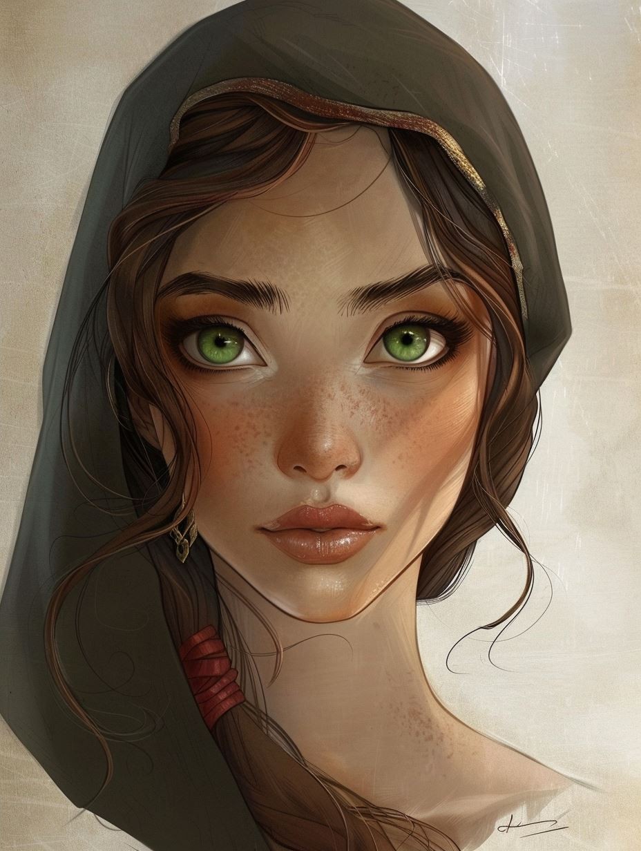 Rustic Maiden in Cream Headscarf - Image 2