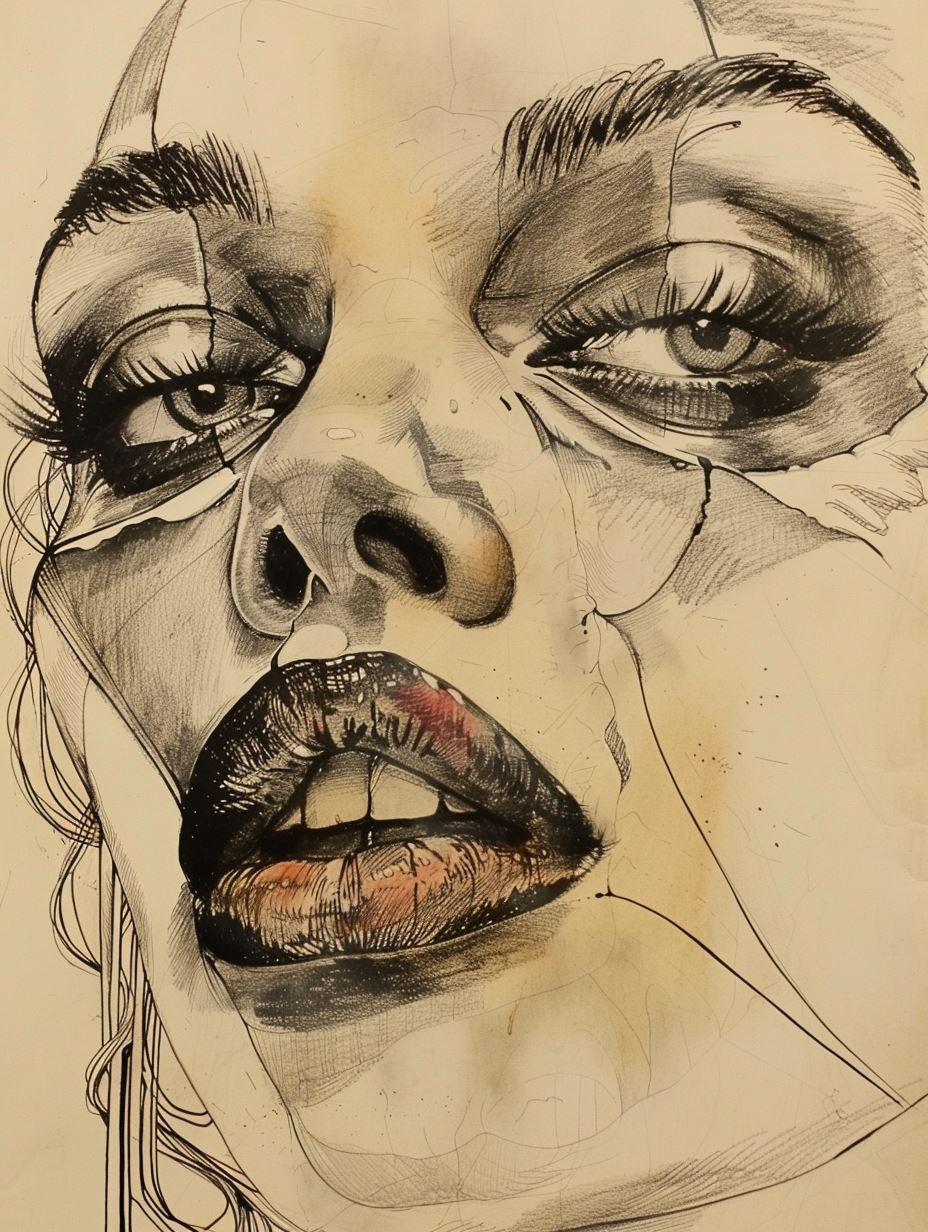 Fragmented Soul Charcoal Portrait - Image 3
