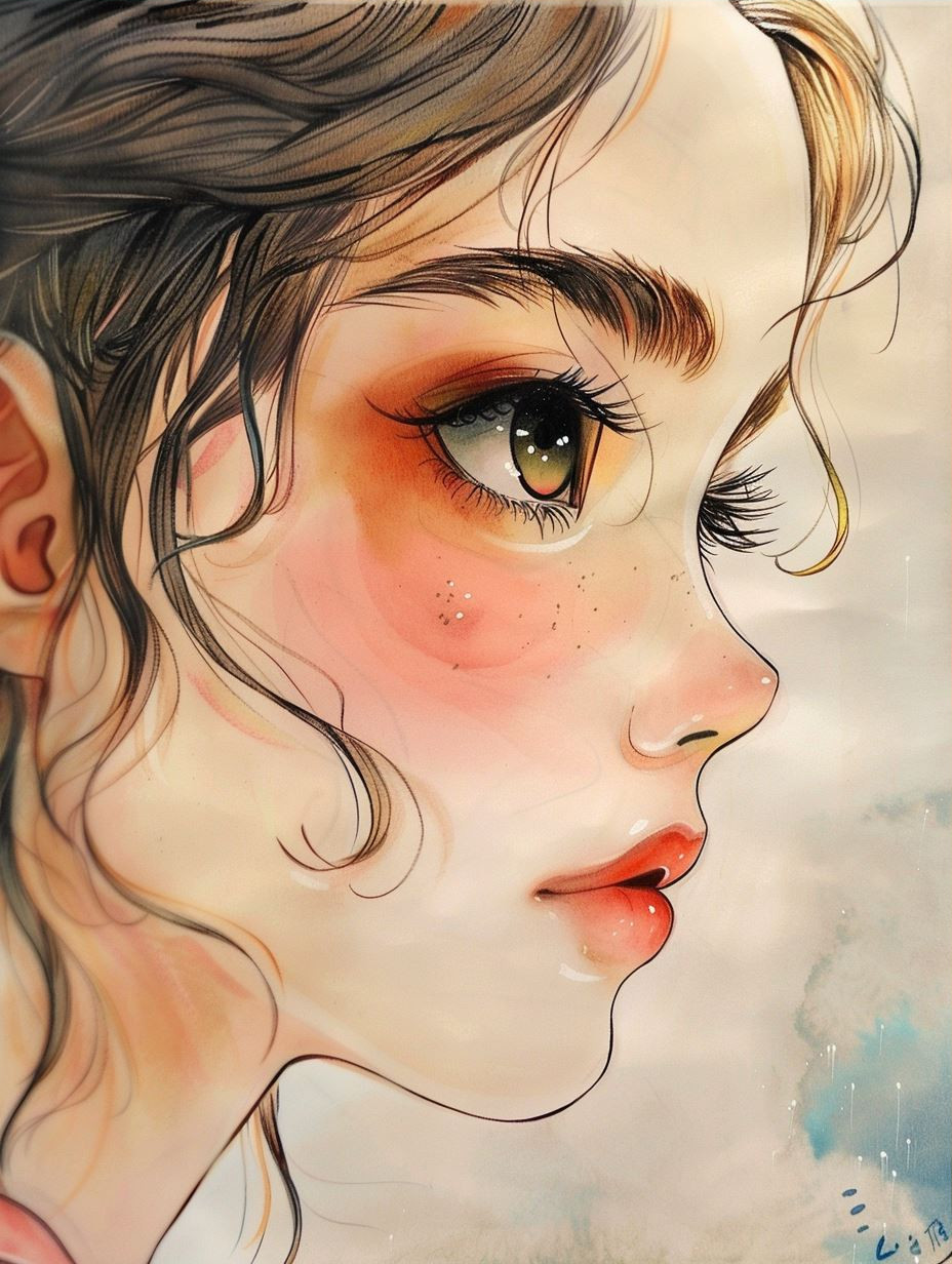 Ethereal Gazes: A Watercolor Portrait Series - Image 3