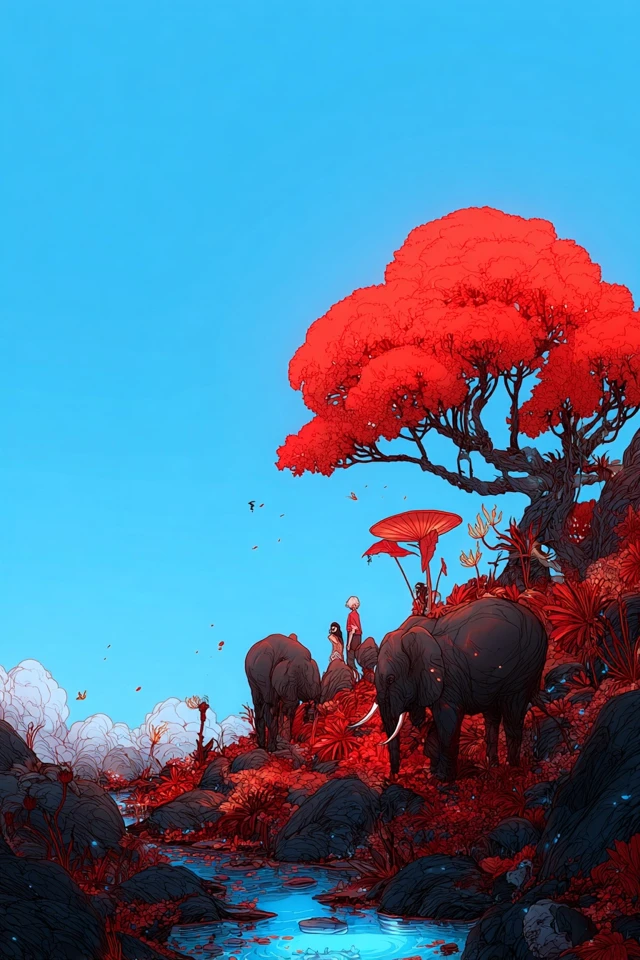 Crimson Azure Serenity - Image 2