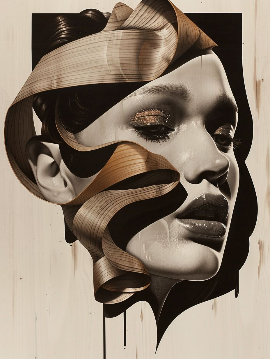 Surrealist Monochrome Fluid Portrait - Image 4