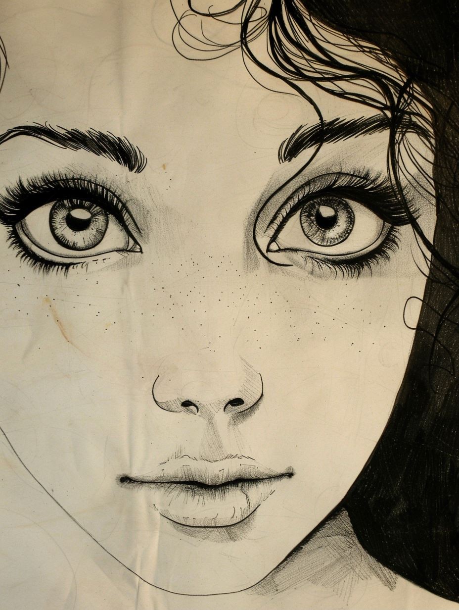 Ink Etched Ethereal Portrait - Image 1