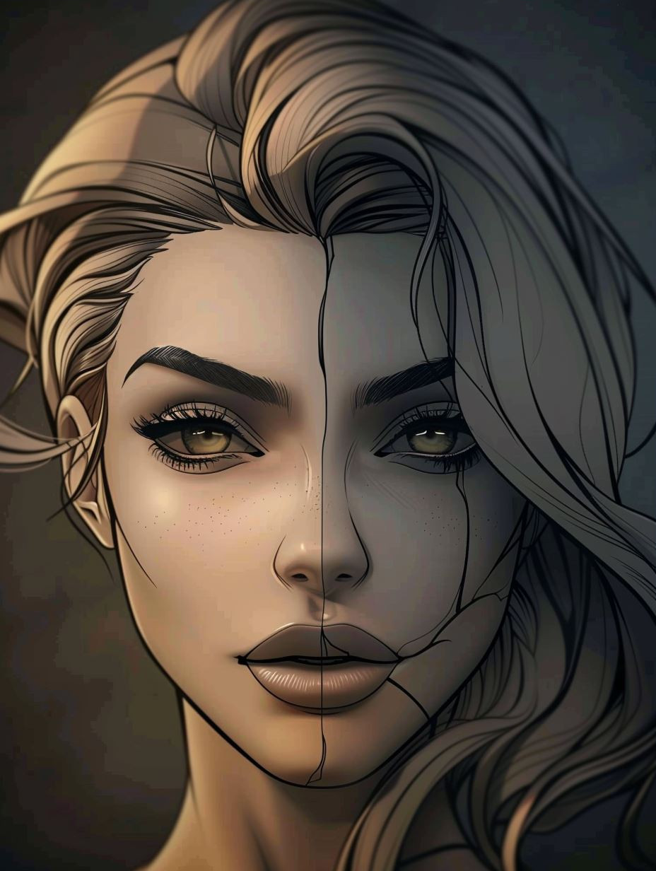 Faces of Contrast: Digital Art Portraits - Image 3