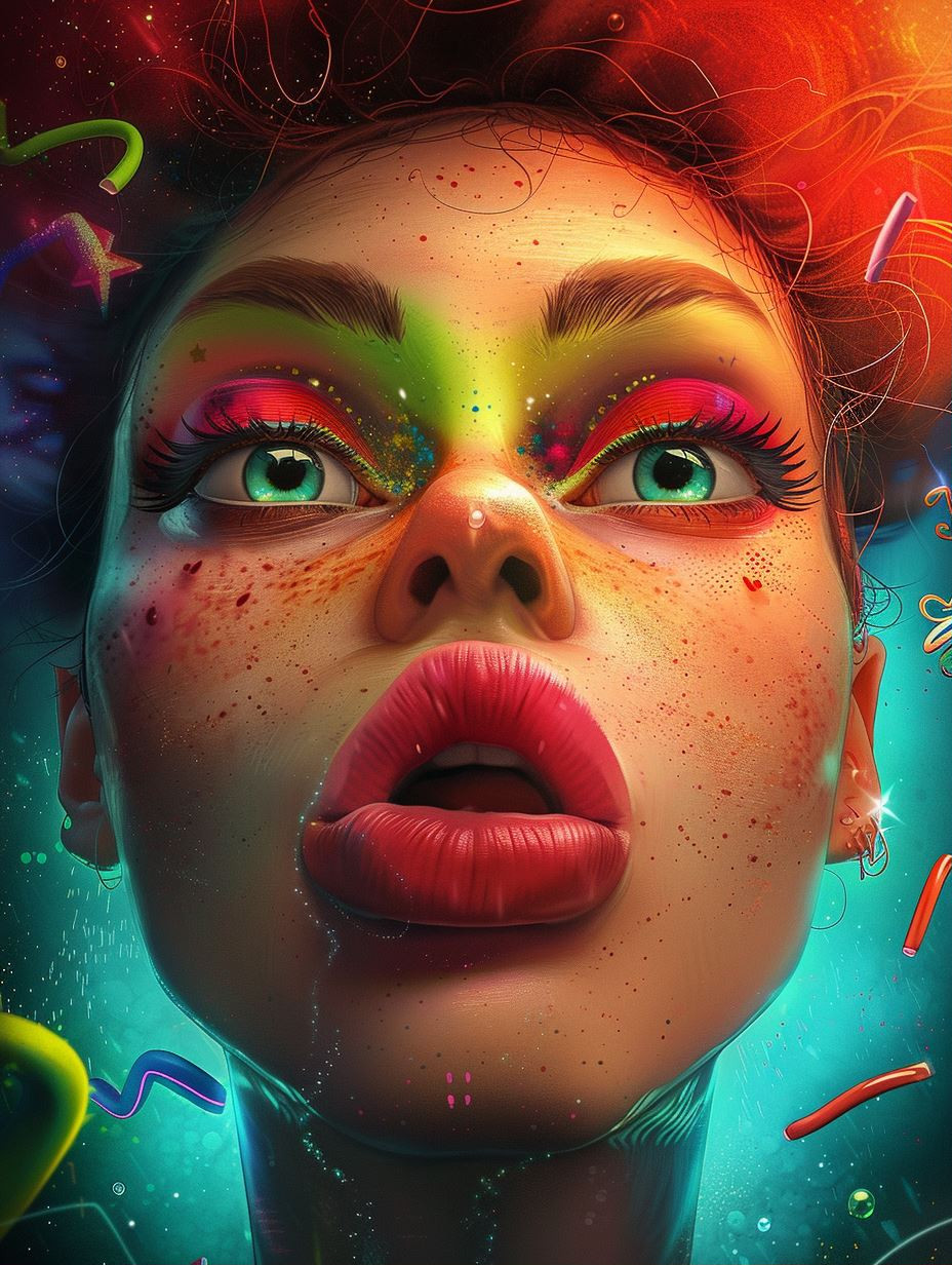 Neon Dreams: A Surreal Portrait Collage - Image 1