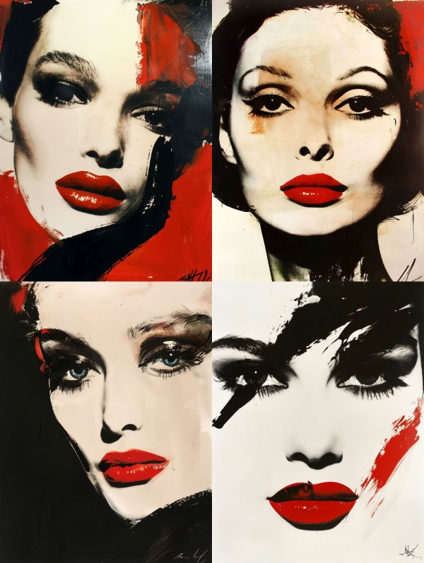 Crimson Gaze Modern Art Portraits
