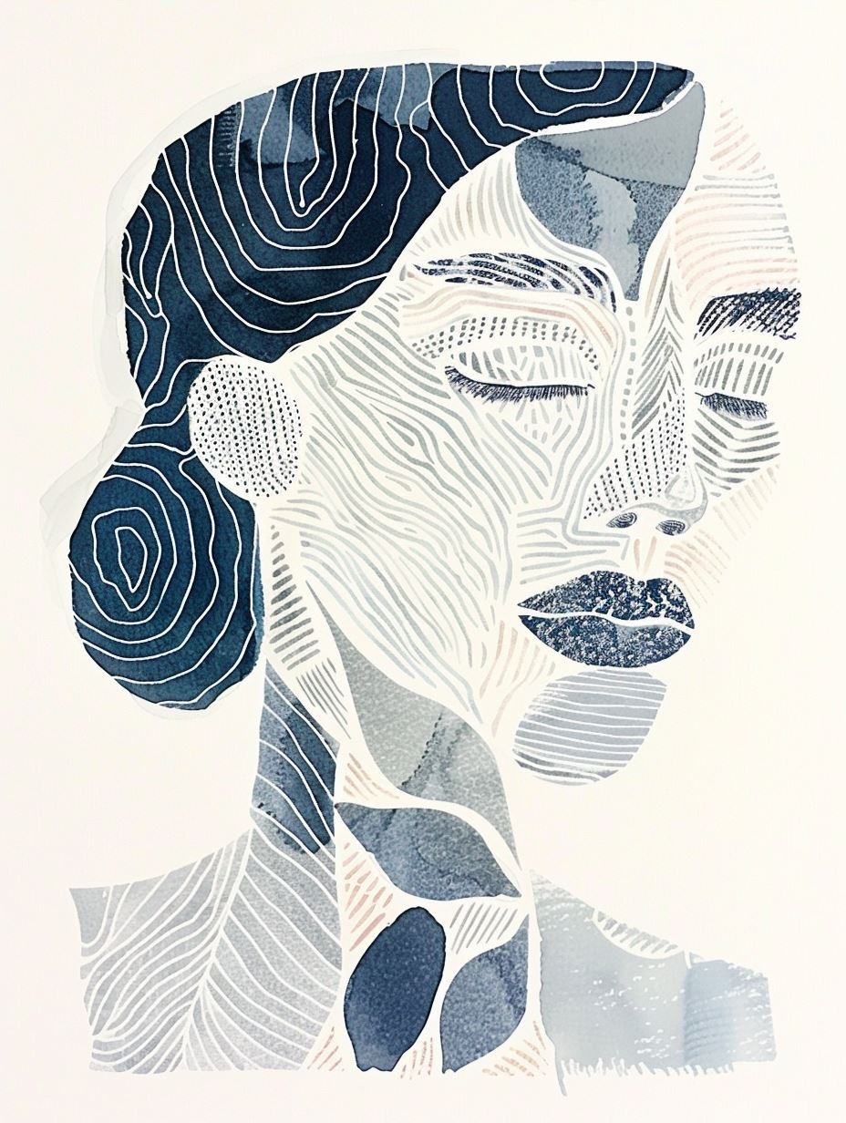 Abstract Fragmented Portrait in Blue - Image 4