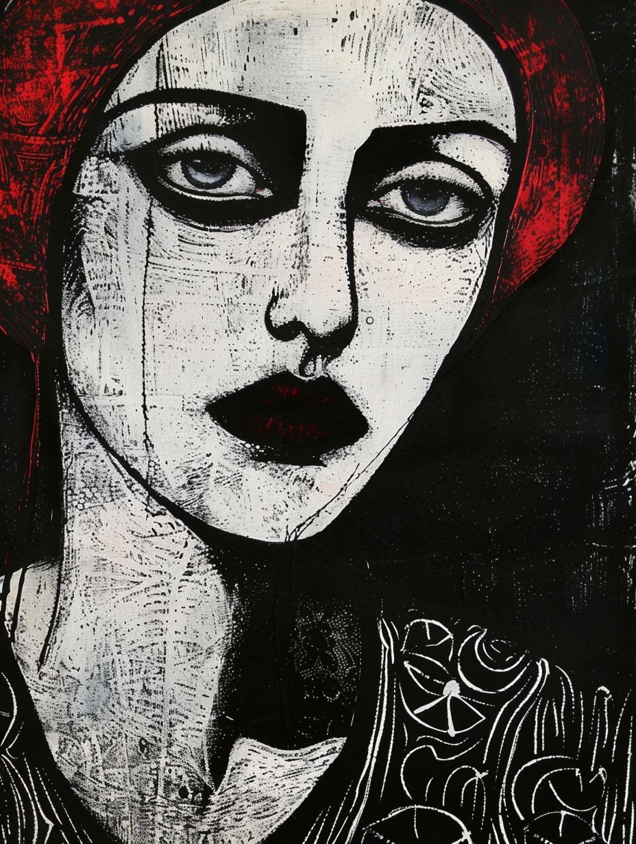 Crimson Gaze Noir Portrait - Image 3