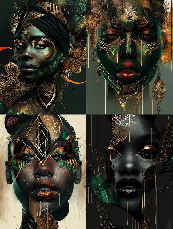 Ethereal Gilded African Portraits