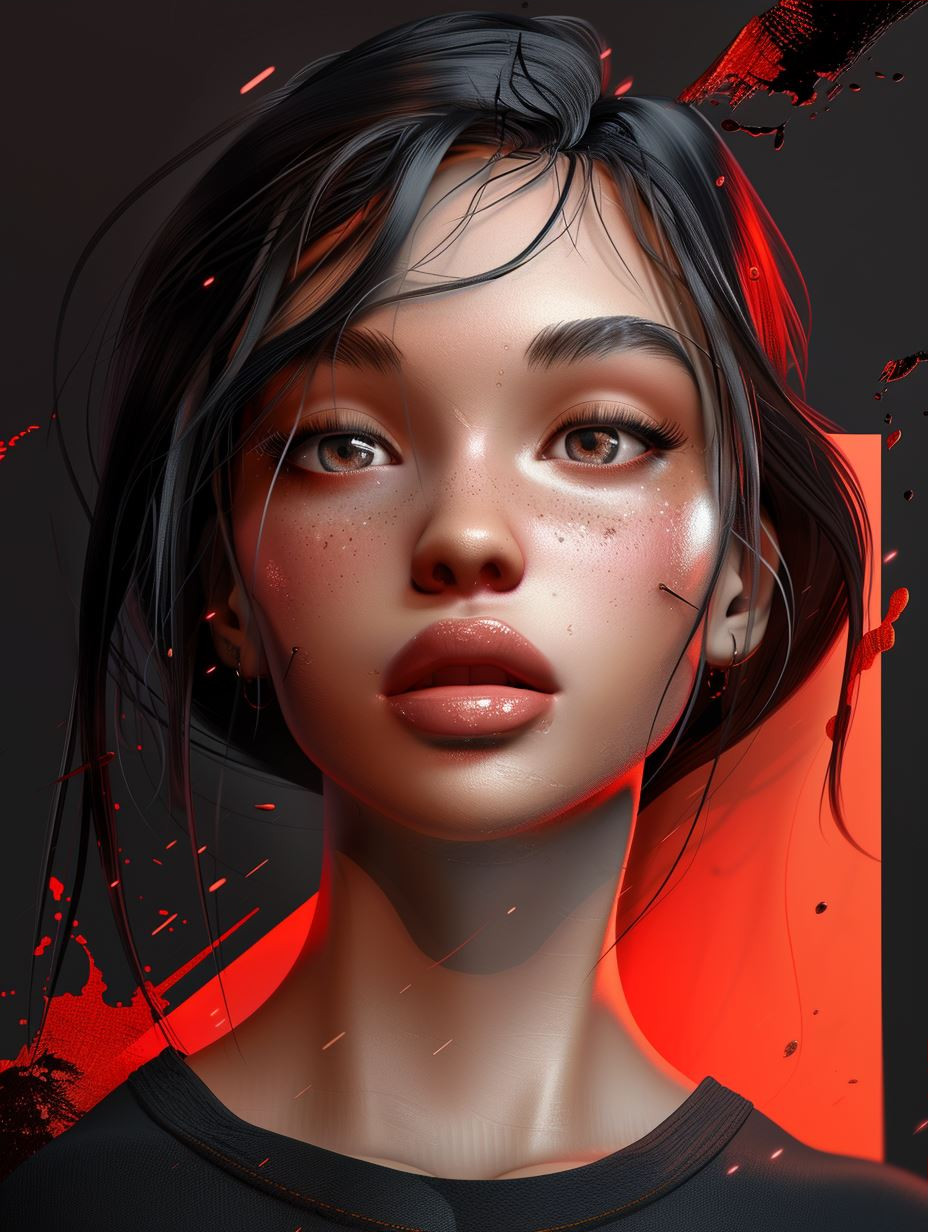 Crimson Glow Cyberpunk Portraits - Image 3