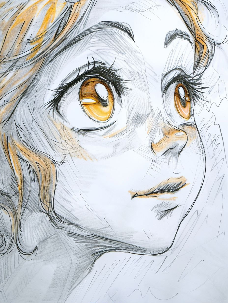 Ethereal Azure Gaze Sketch - Image 2