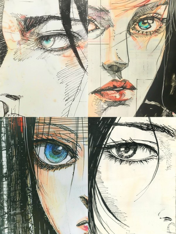 Ethereal Gaze Mixed Media Portraits