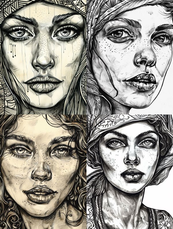 Ethereal Ink Portraits of Mystical Women