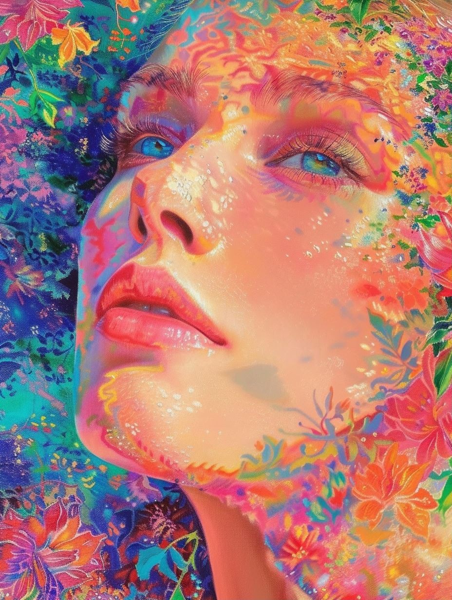 Prismatic Floral Fusion Portrait