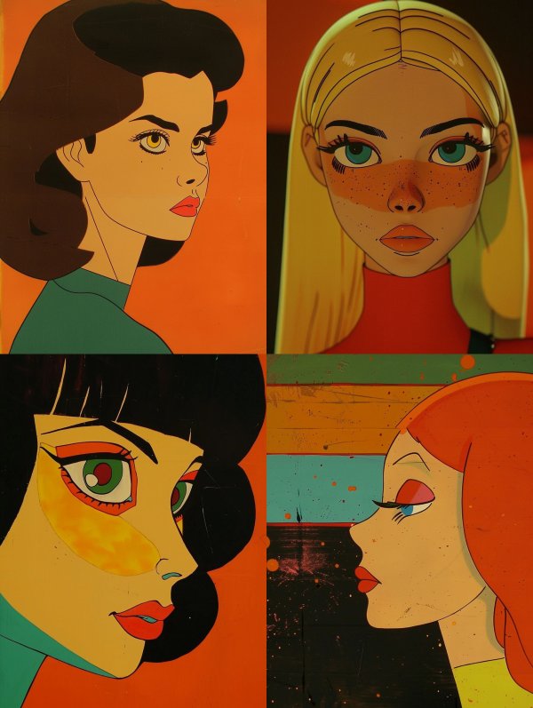Vibrant Pop Art Portraits of Four Women