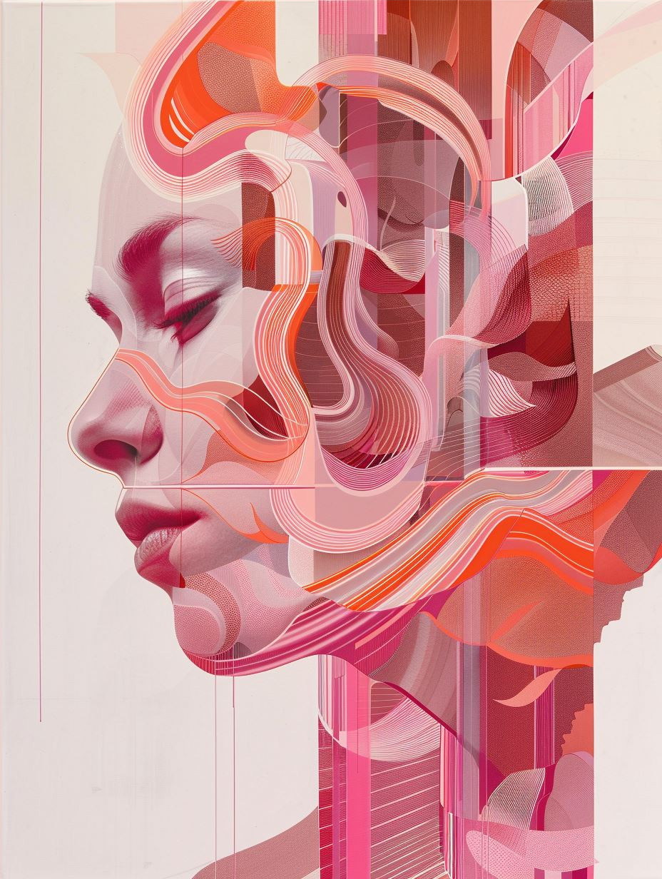 Fragmented Dreams in Coral Hues - Image 4