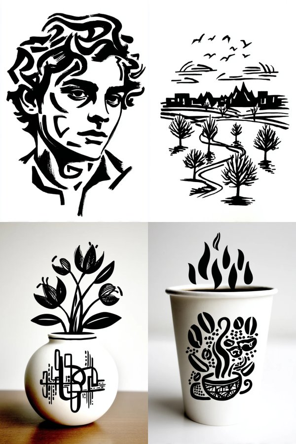 Bold Black Ink Minimalist Art Collection