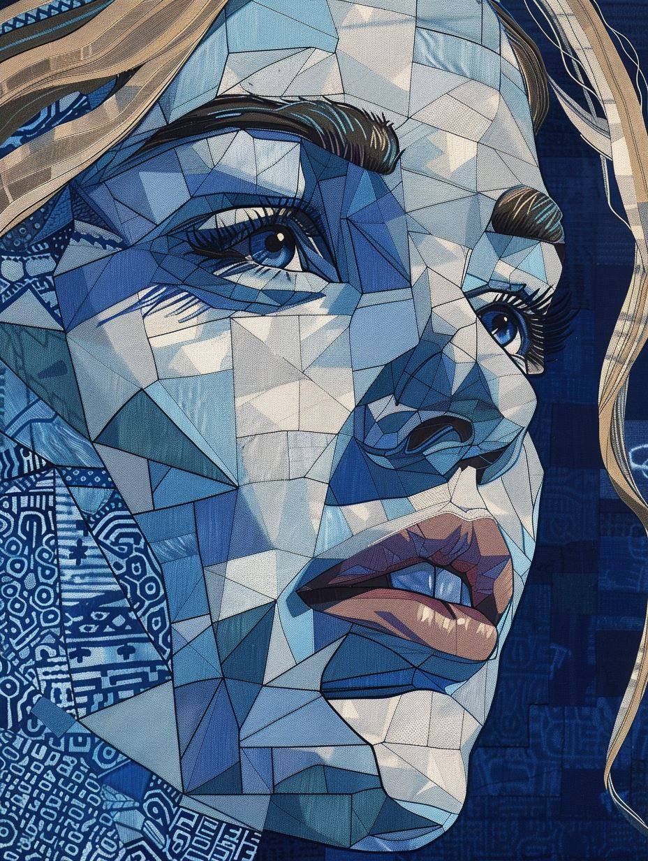 Fragmented Blue Mosaic Portraits - Image 4