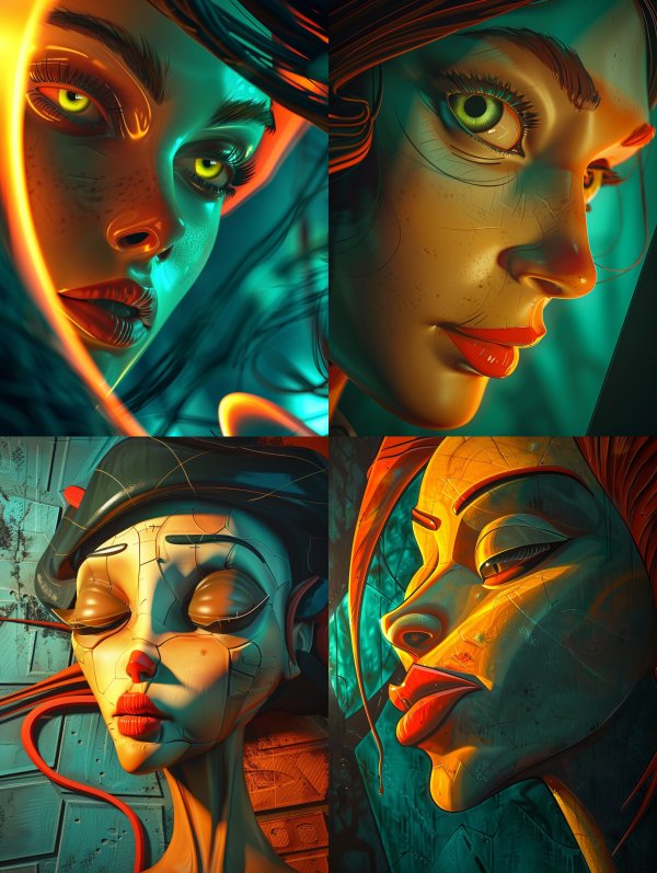Neon Visions: Digital Portraits of Surreal Women