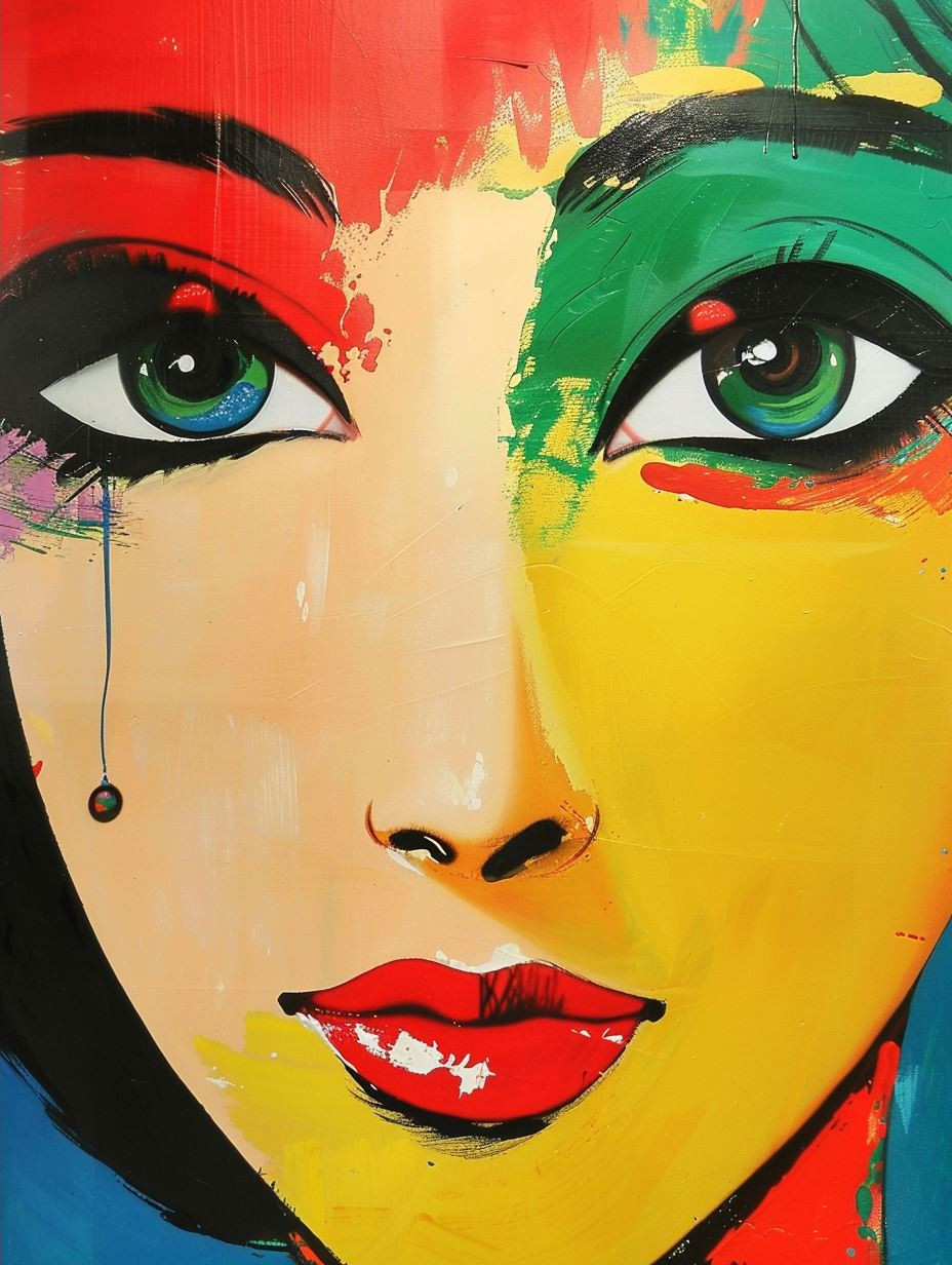 Vibrant Pop Art Quad Portrait of a Woman - Image 2