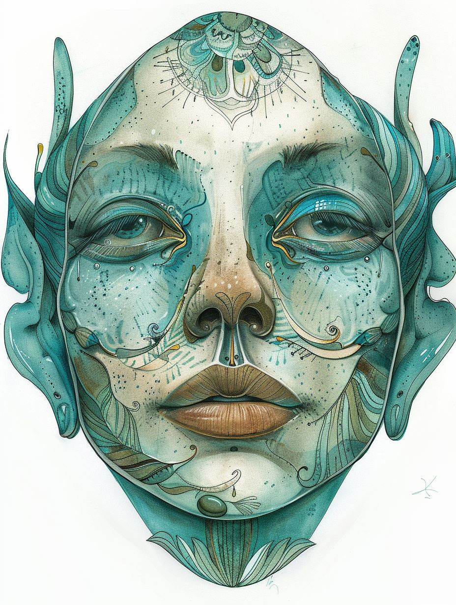 Ethereal Teal Surrealist Portrait