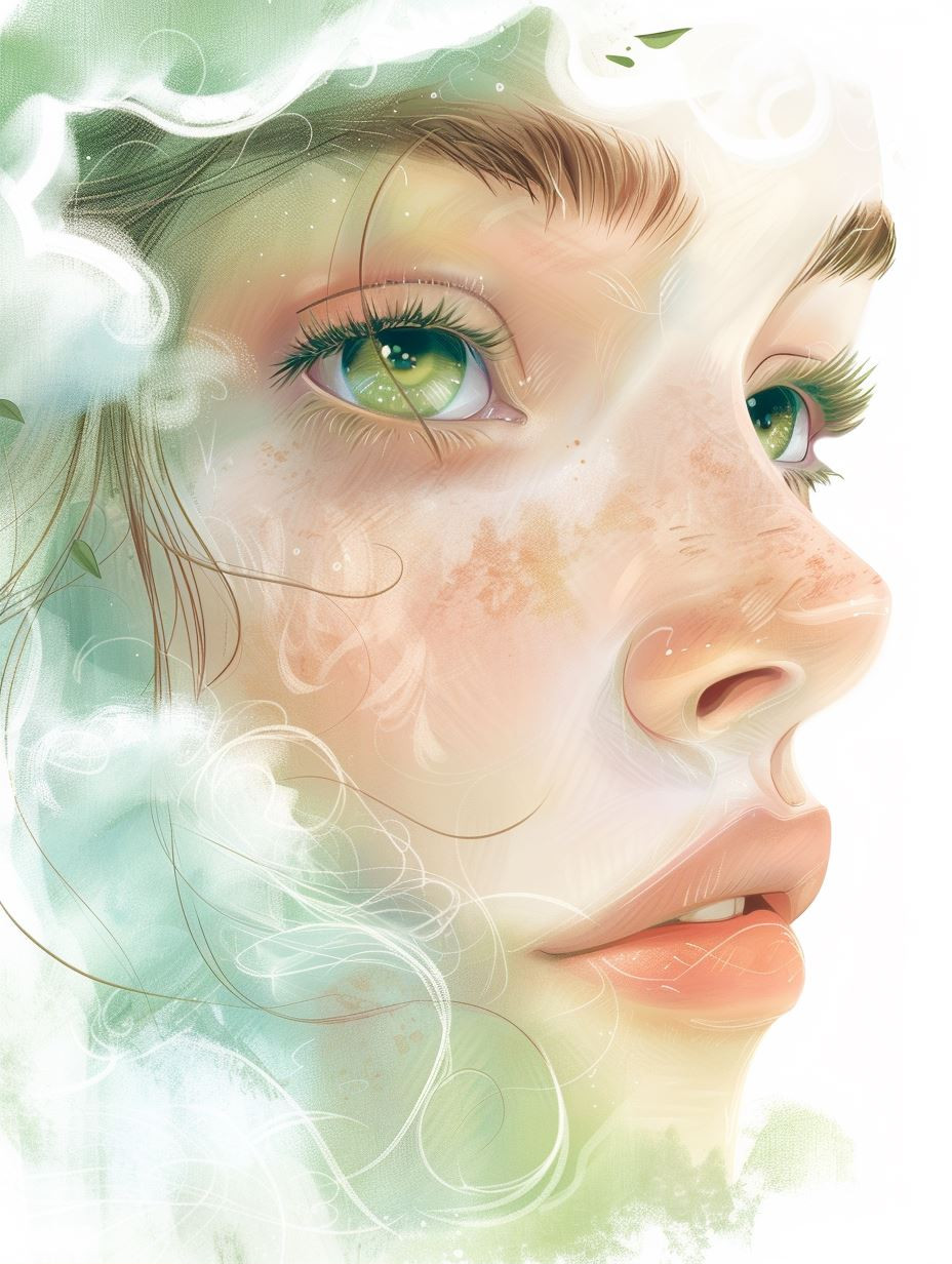 Ethereal Visions of Green-Eyed Beauty - Image 1