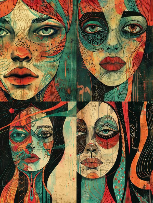 Abstract Geometric Tribal Portrait