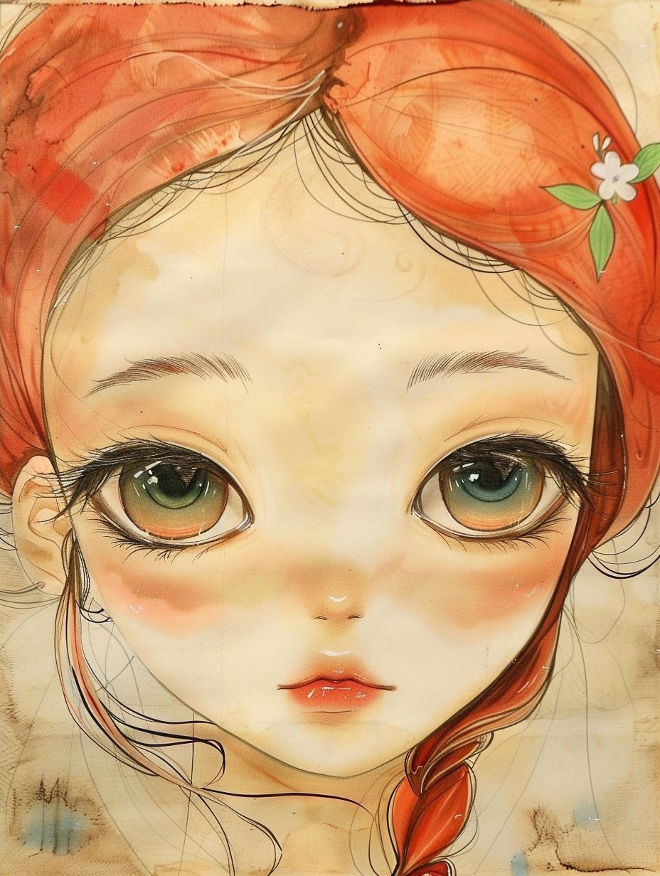 Ethereal Gazes: A Watercolor Portrait Series - Image 4