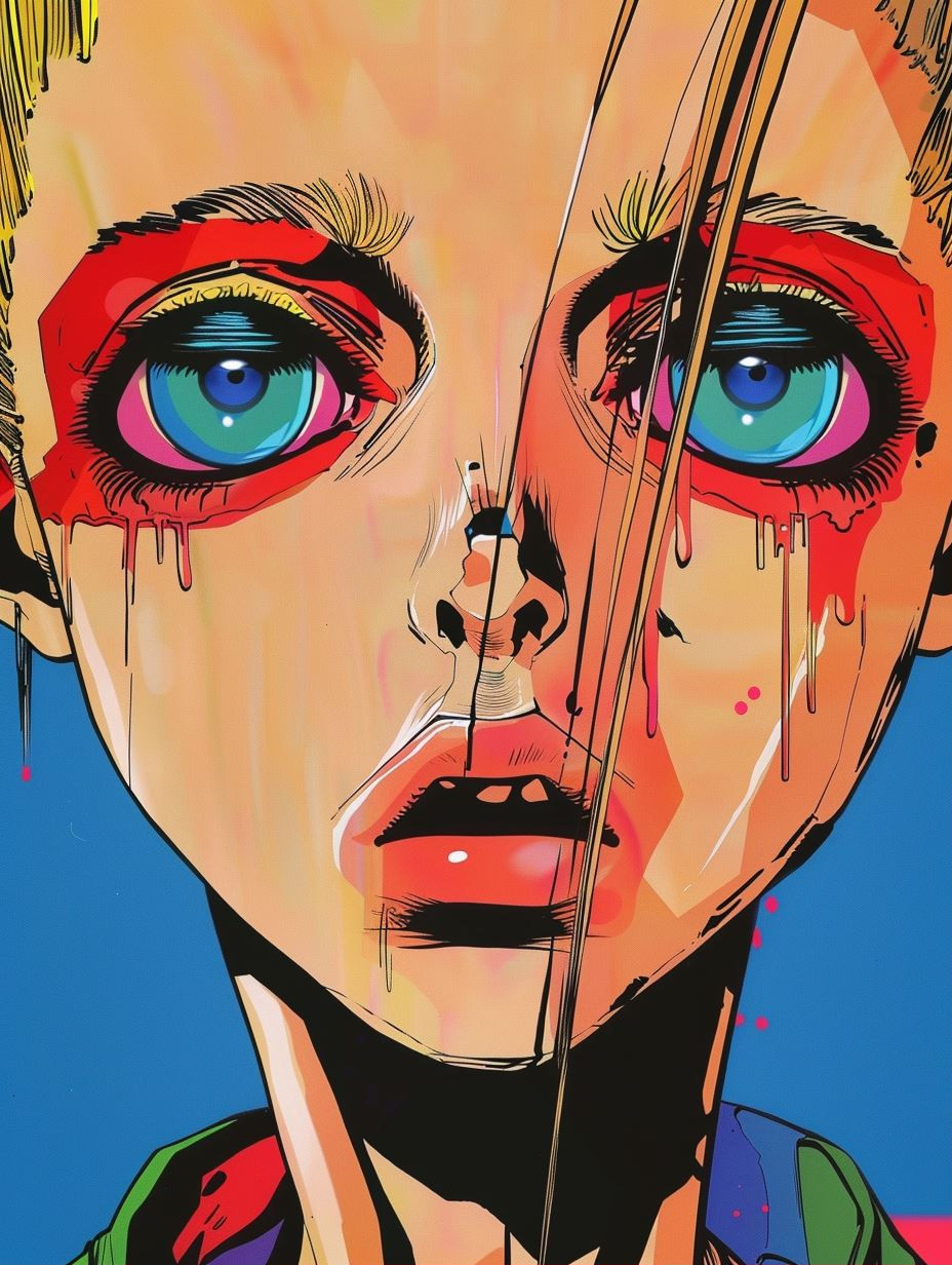 Neon Melancholy Portrait - Image 1