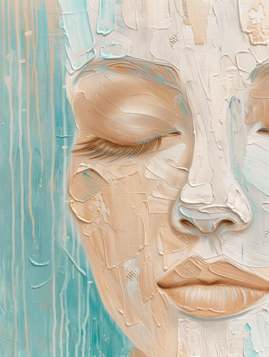 Ethereal Pale Blue Oil Portraits - Image 4