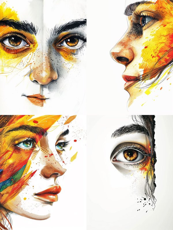Vibrant Watercolor Portrait Studies