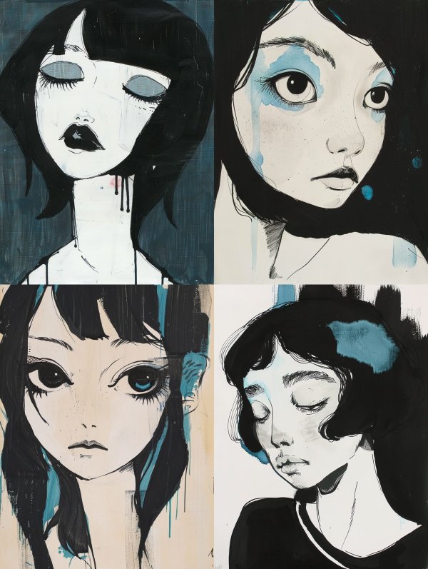 Melancholy Gazes in Ink