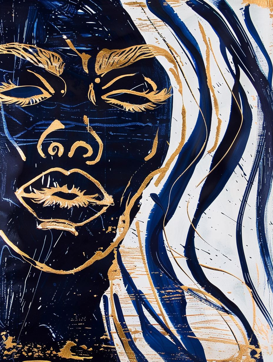 Abstract Blue Portrait Studies - Image 2
