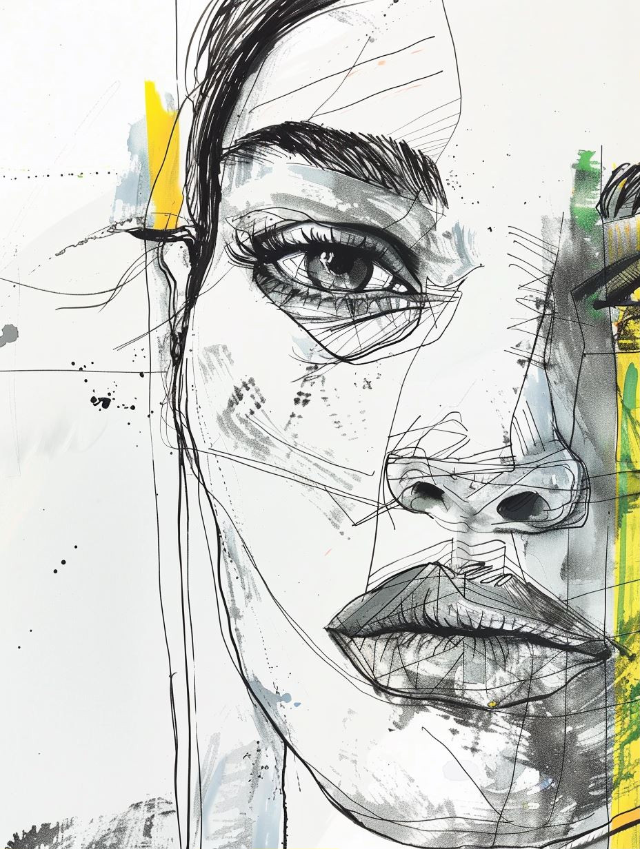 Fragmented Urban Portrait Sketch - Image 1
