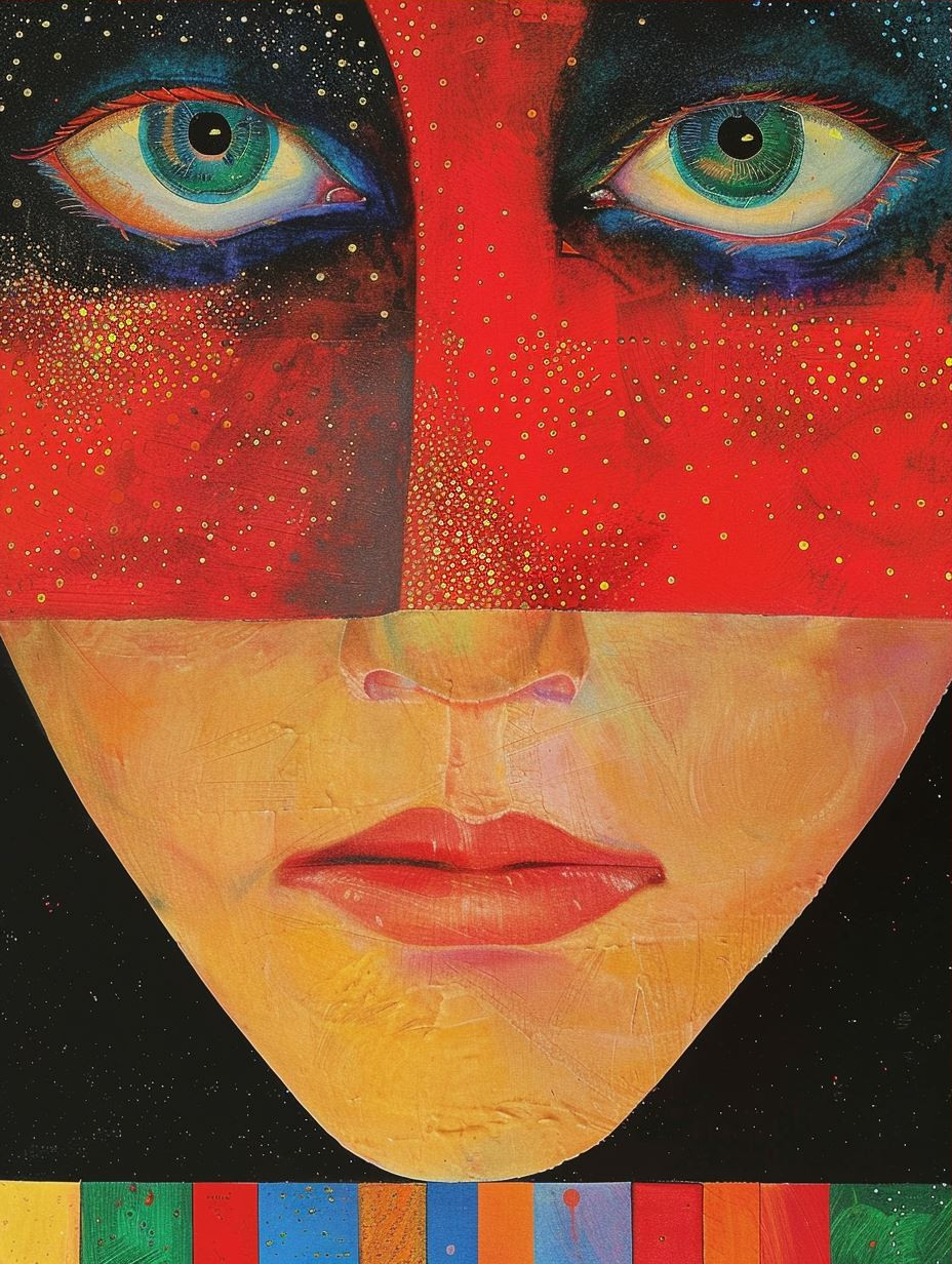 Crimson Gaze of Textured Art - Image 3
